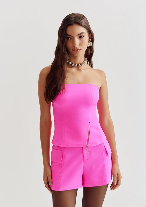 Blusa Lebôh Tomara Que Caia Cavada Com Zíper Pink