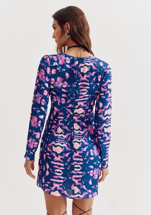 Vestido Lebôh Curto Decote V Transpasse Frente Roxo