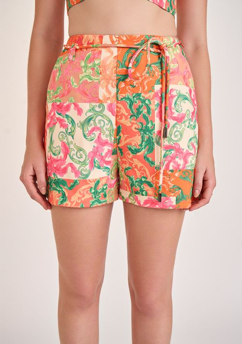 Shorts Zinco Reto Com Cinto Laranja