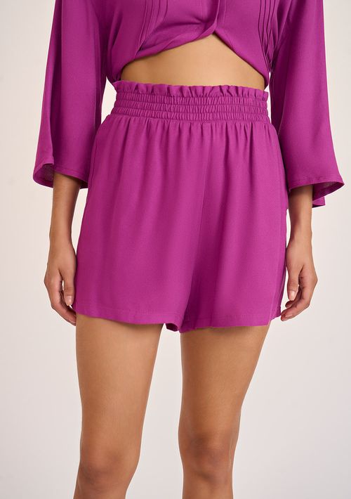 Shorts Zinco Reto Detalhe Cós Rosa