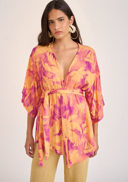 Kimono Zinco Curto Com Faixa Roxo