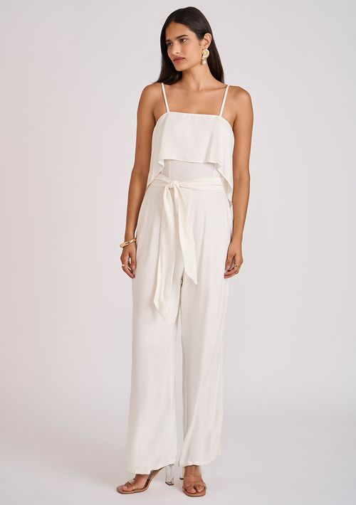 Macacão Zinco Reto Com Babado Off White