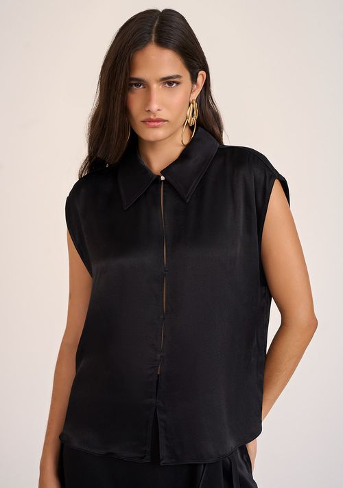 Regata Zinco Gola Detalhe Frente Preto