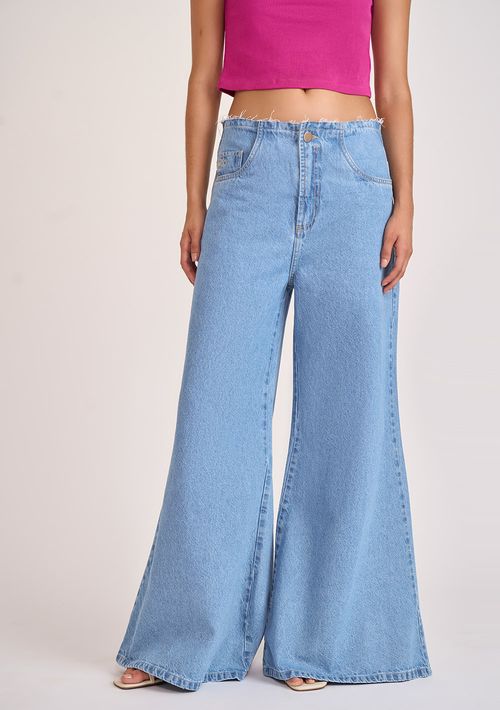 Calça Zinco Pantalona Alta Azul
