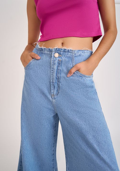 Calça Zinco Pantalona Alta Azul