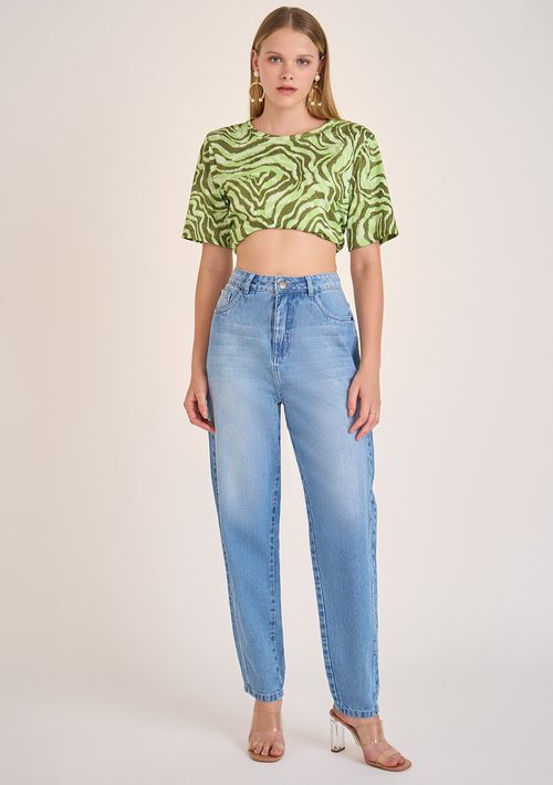 Calça Zinco Cenoura Alta Azul