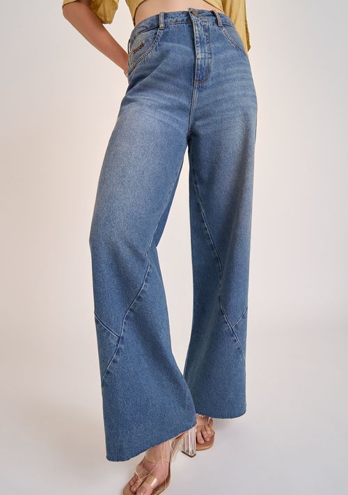 Calça Zinco Pantalona Alta Azul