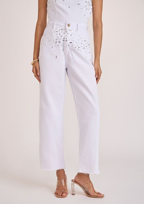 Calça Zinco Reta Alta Branco