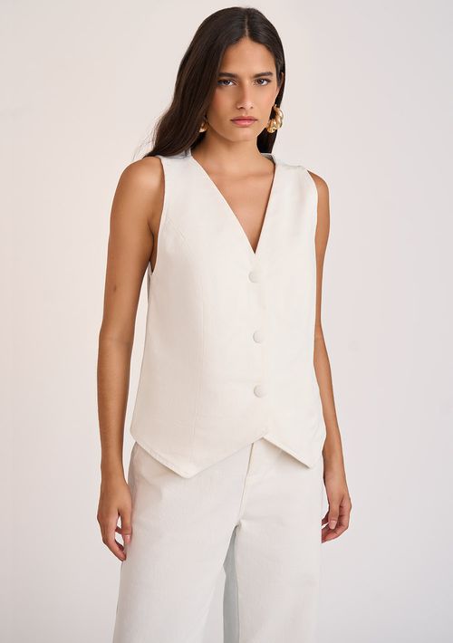 Colete Zinco Ajustado Sem Manga Padrão Off White