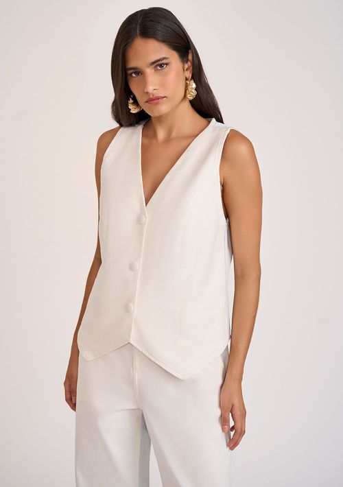 Colete Zinco Ajustado Sem Manga Padrão Off White
