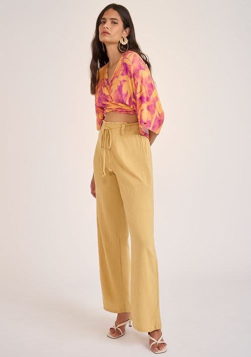 Calça Zinco Reta Alta Bege