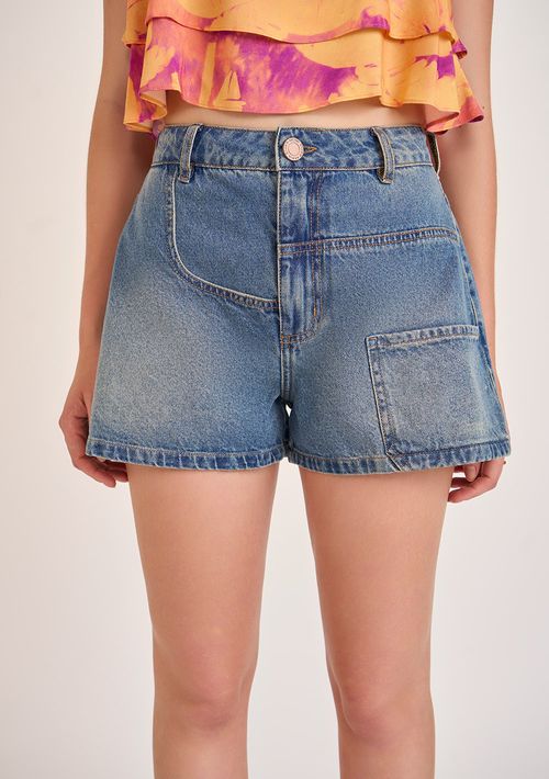 Shorts Zinco Reto Alta Azul