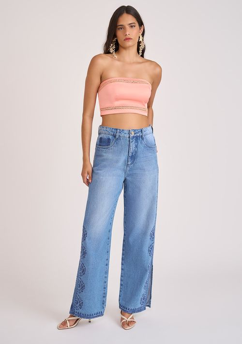 Calça Zinco Wide Alta Azul