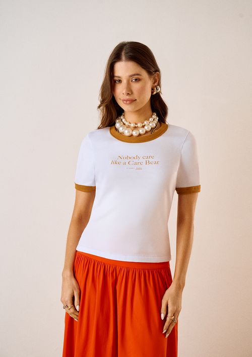 Camiseta Zinco Ajustada Decote Careca Manga Curta Padrão Marrom