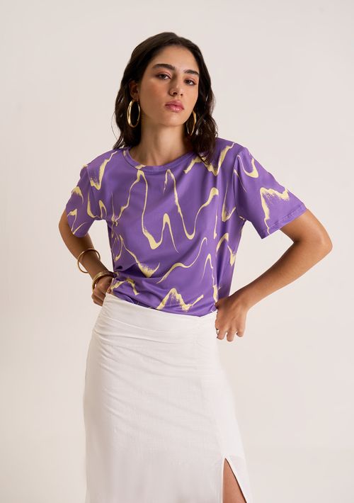 T-Shirt Zinco Decote Redondo Básica Lilas