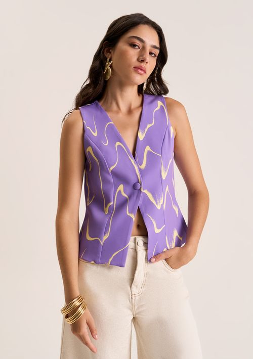 Colete Zinco Médio Detalhe Botão Lilas