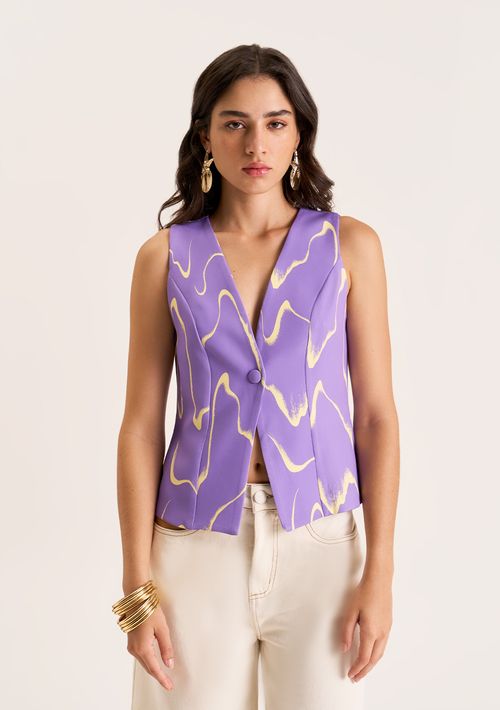 Colete Zinco Médio Detalhe Botão Lilas