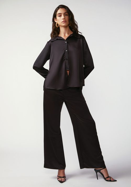 Calça Zinco Pantalona Alta Preto