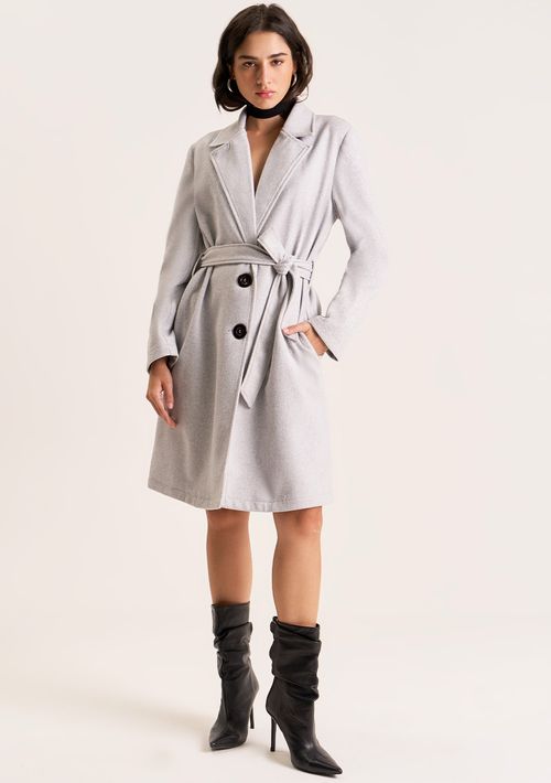 Casaco Zinco Oversized Manga Longa Alongado Cinza
