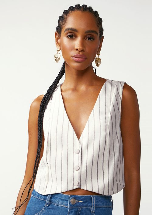 Colete Zinco Ajustado Sem Manga Padrão Off White