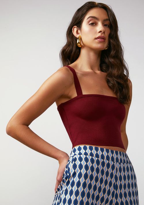 Top Zinco Decote Reto Alça Larga Bordo