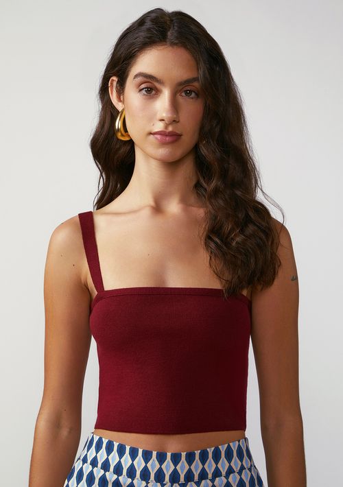 Top Zinco Decote Reto Alça Larga Bordo