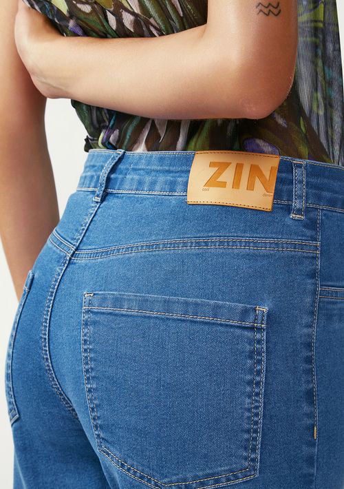 Calça Zinco Reta Alta Azul