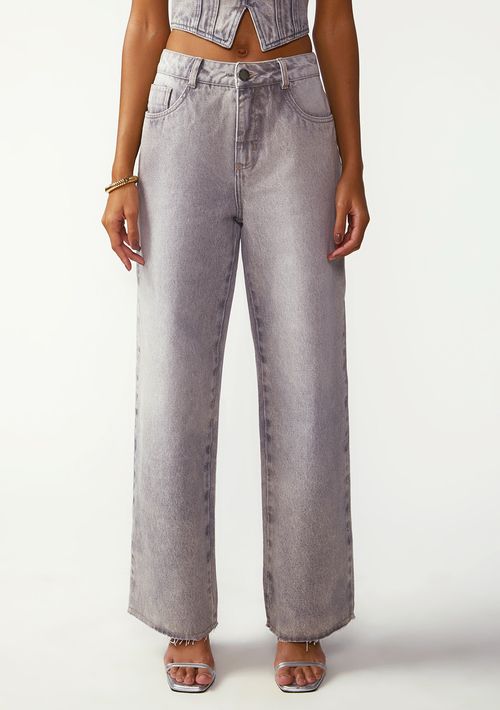 Calça Zinco Wide Alta Cinza