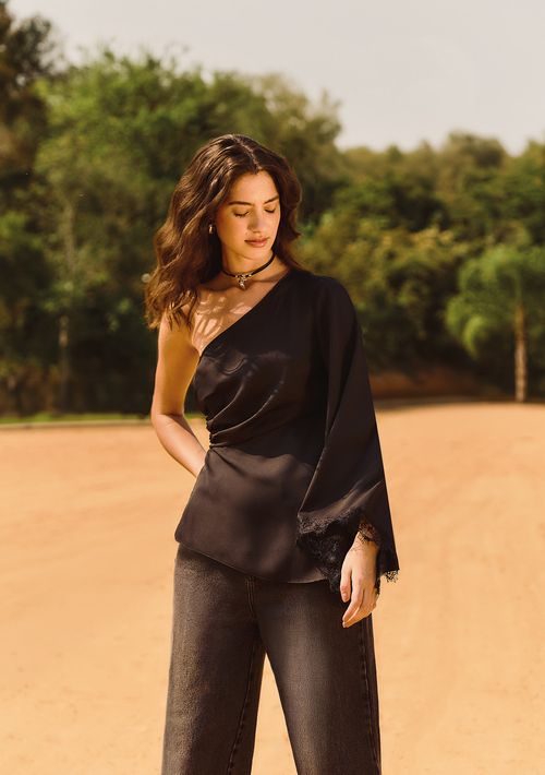 Calça Zinco Reta Alta Preto