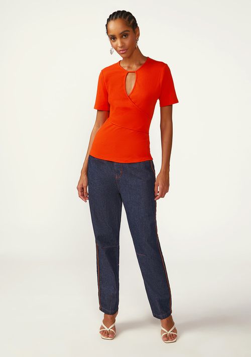 Calça Zinco Mom Alta Azul