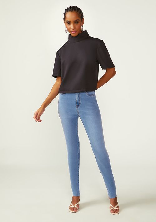 Calça Zinco Reta Alta Azul