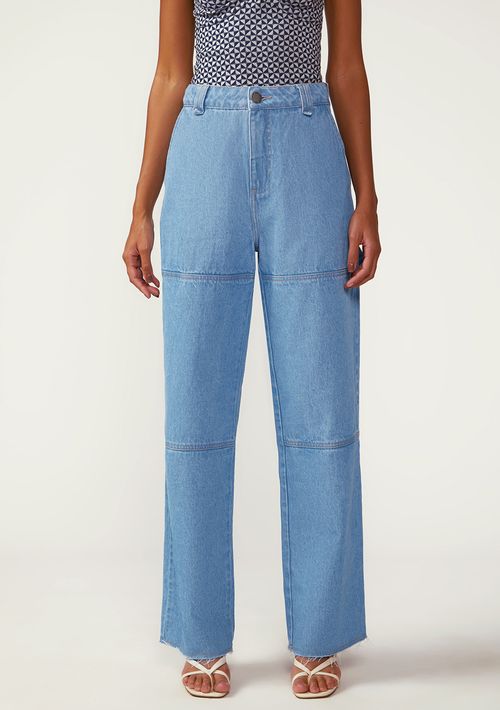 Calça Zinco Reta Alta Azul