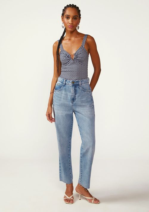Calça Zinco Mom Alta Azul