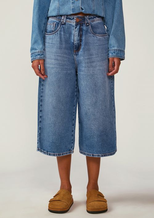 Calça Zinco Pantacourt Alta Azul