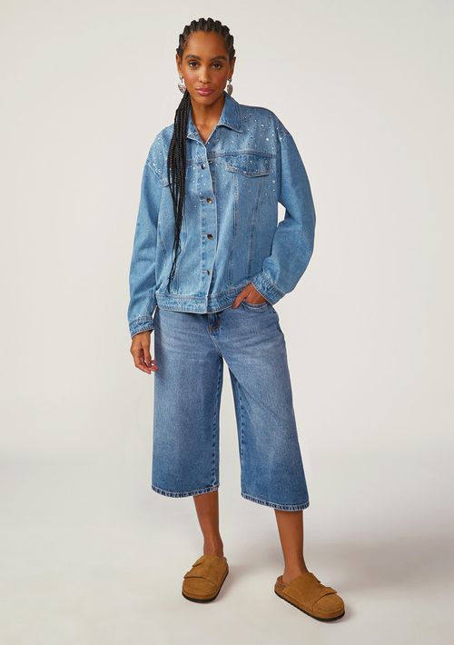 Calça Zinco Pantacourt Alta Azul