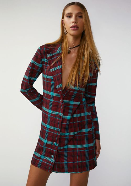 Blazer Zinco Ajustado Manga Longa Padrão Bordo