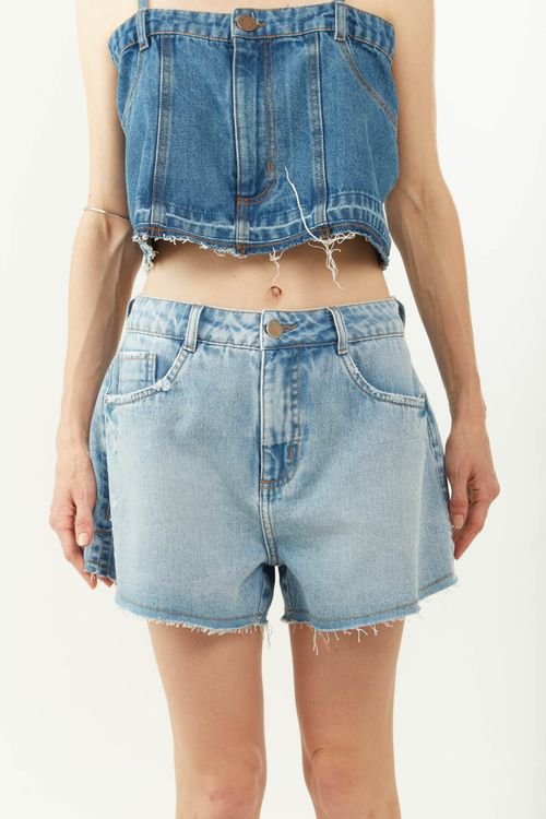 Shorts Zinco Reto Média Azul