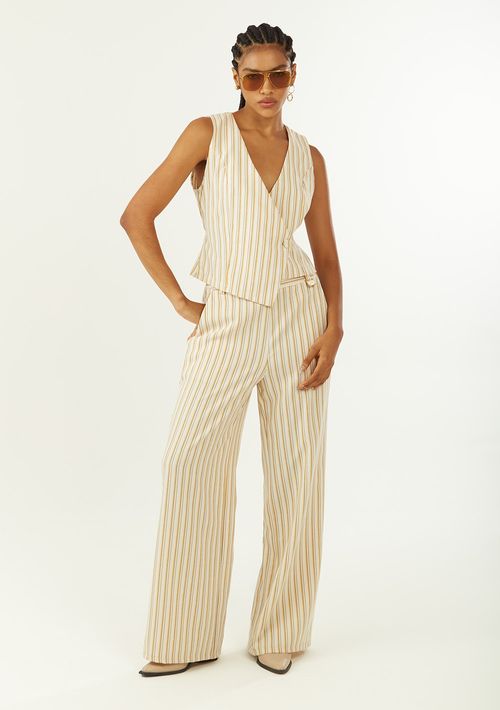 Calça Zinco Reta Alta Bege