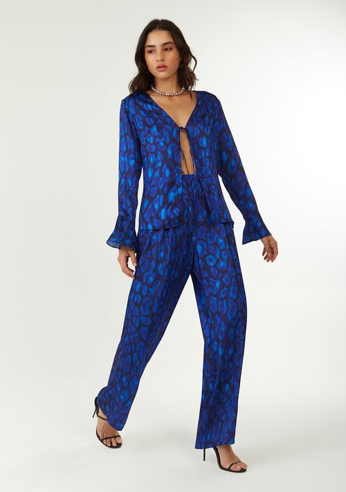 Calça Zinco Pantalona Alta Azul