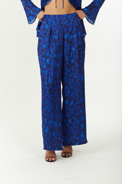 Calça Zinco Pantalona Alta Azul