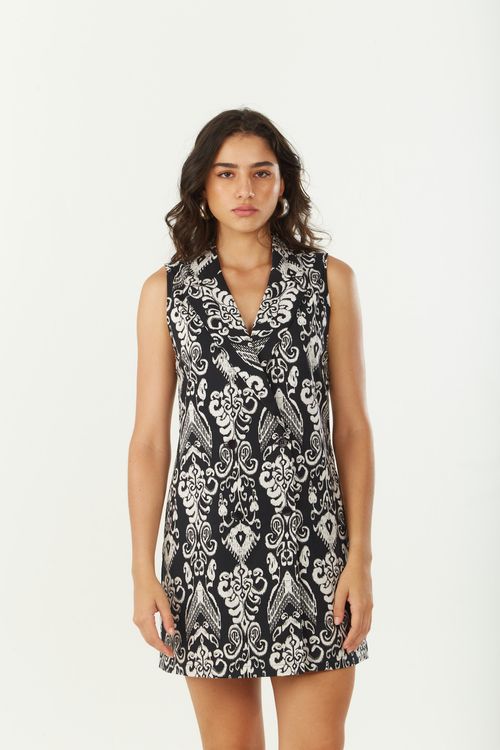 Vestido Zinco Ajustado Decote Transpassado Sem Manga Curto Preto