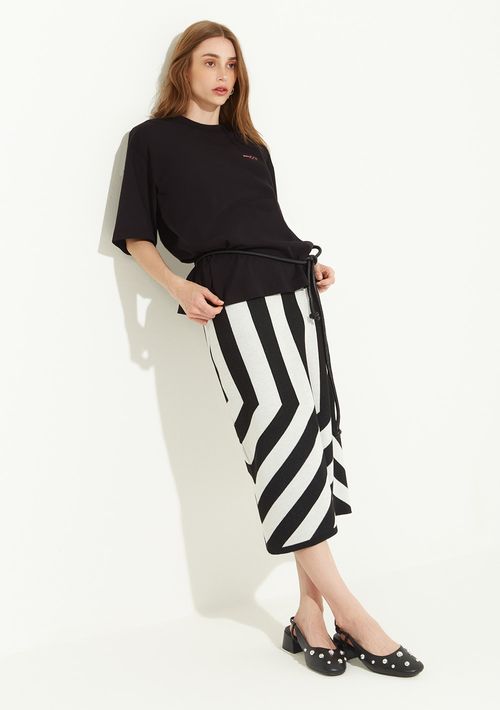 Saia Zinco Reta Alta Midi Off White