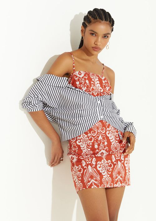 Vestido Zinco Ajustado Decote Reto Com Alça Curto Vermelho