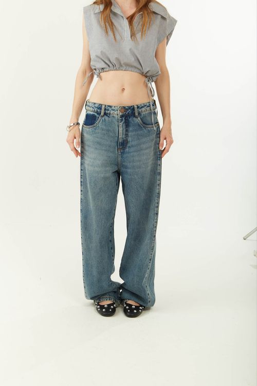 Calça Zinco Wide Alta Azul