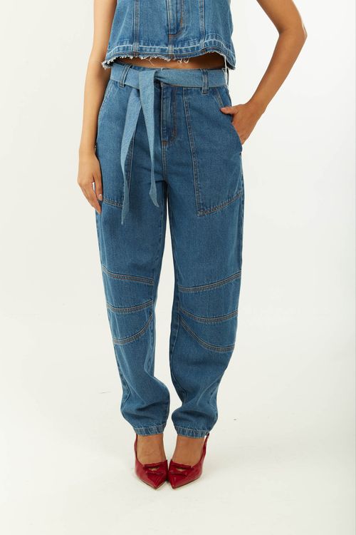 Calça Zinco Cenoura Alta Azul