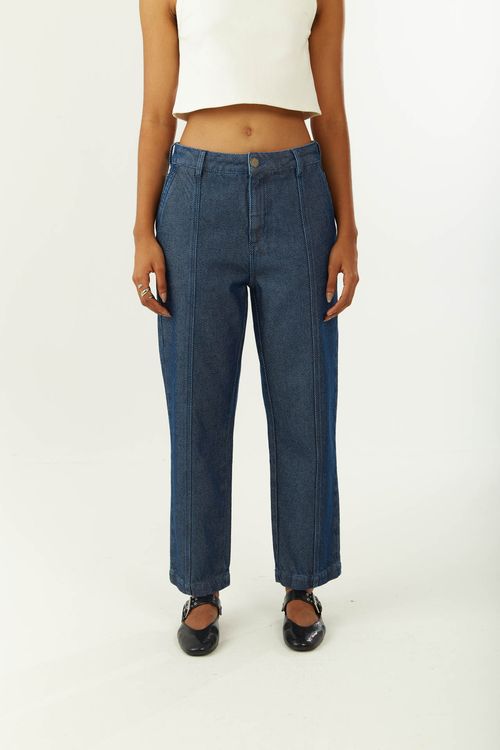 Calça Zinco Reta Alta Azul