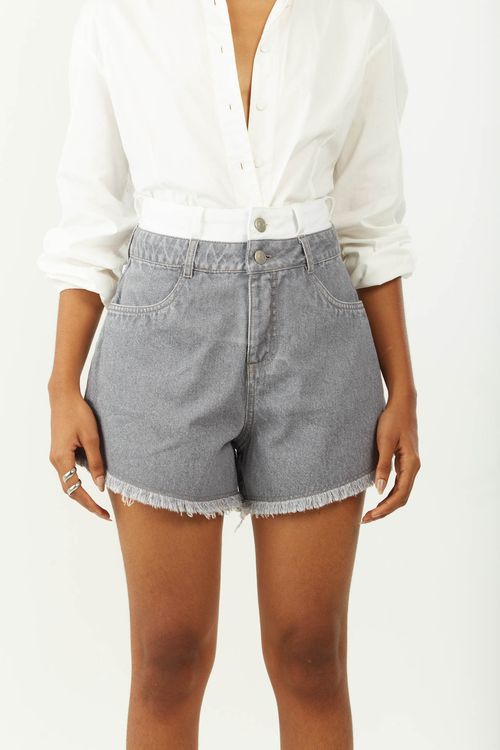 Shorts Zinco Reto Alta Cinza