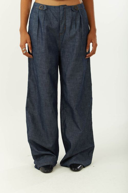 Calça Zinco Pantalona Alta Azul