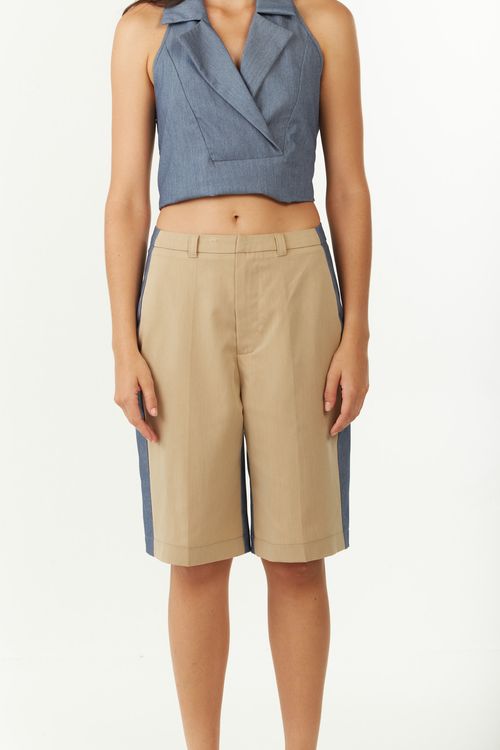 Bermuda Zinco Reta Alta Bege