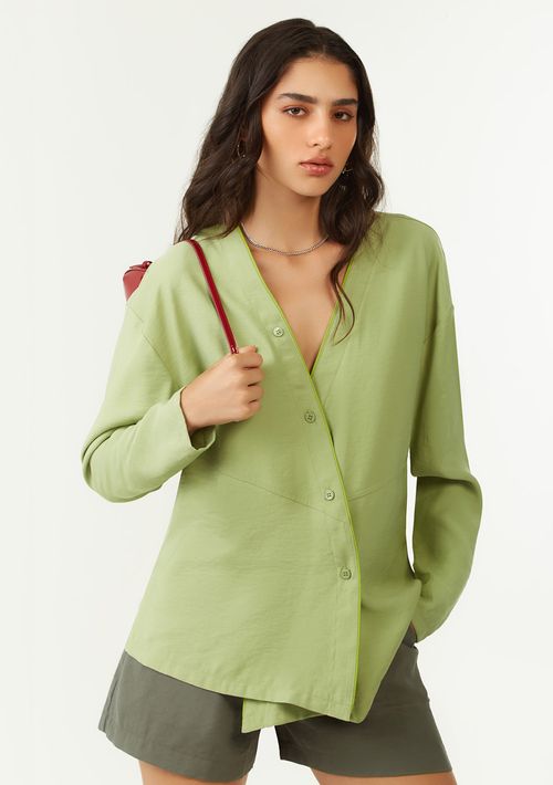 Blazer Zinco Ajustado Manga Longa Padrão Verde